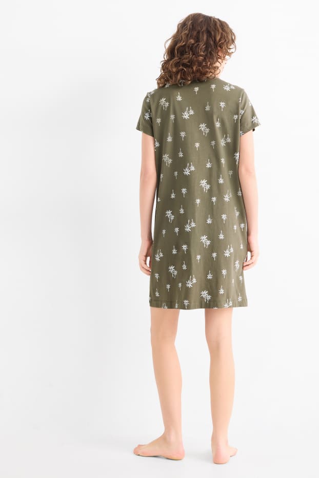 Damen - Nachthemd - gemustert - khaki