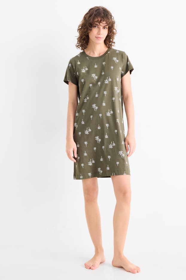 Damen - Nachthemd - gemustert - khaki