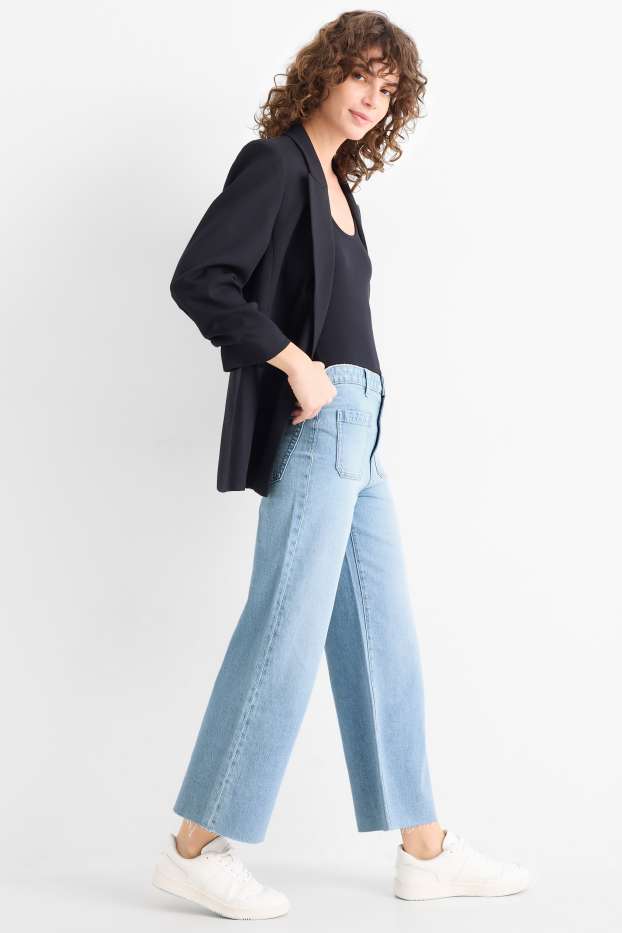 Donna - Jeans a gamba larga - vita media - blu