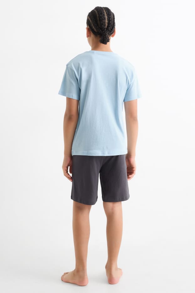 Děti - chlapci - Naruto - letní pyžamo - 2dílné - světle modrá