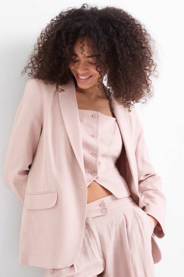 Damen - Blazer mit Leinen-Anteil - Relaxed Fit - rosa