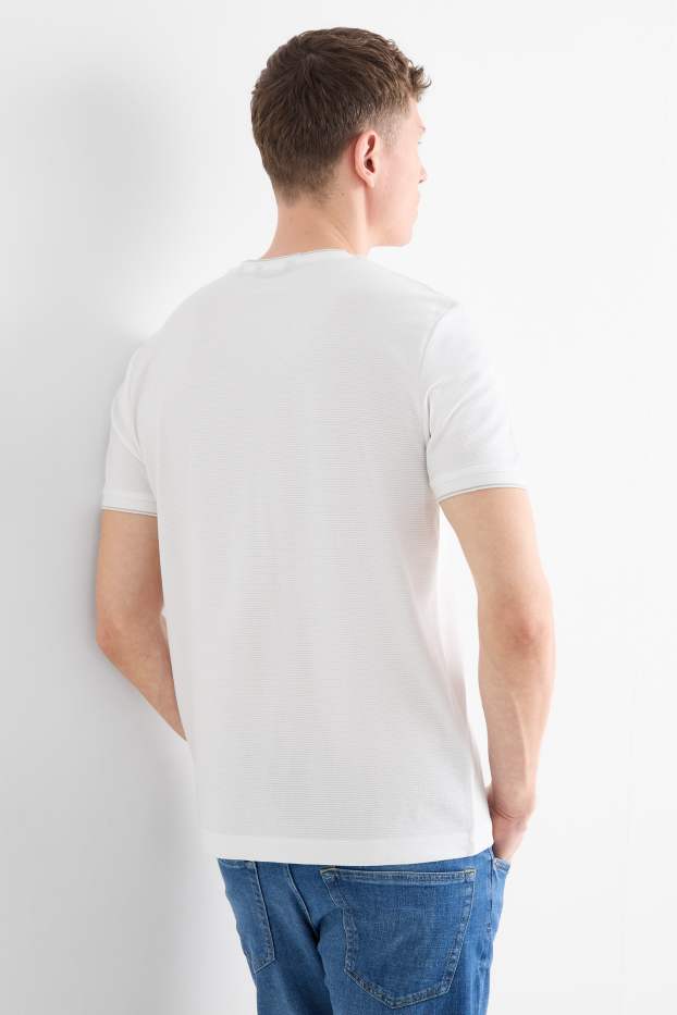 Herren - T-Shirt - Regular Fit - strukturiert - weiß
