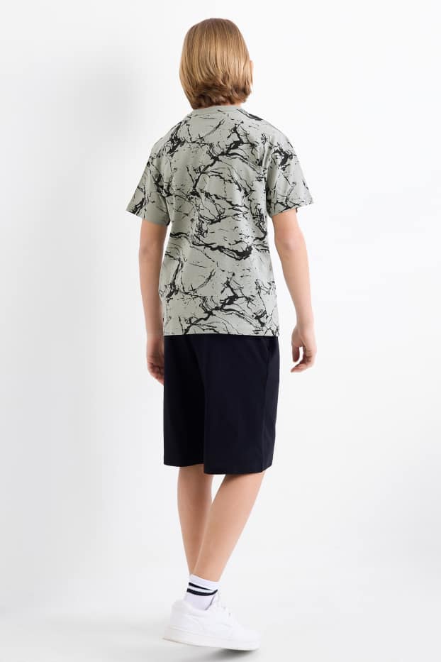 Enfants garçons - Ensemble - T-shirt et short - 2 pièces - vert clair