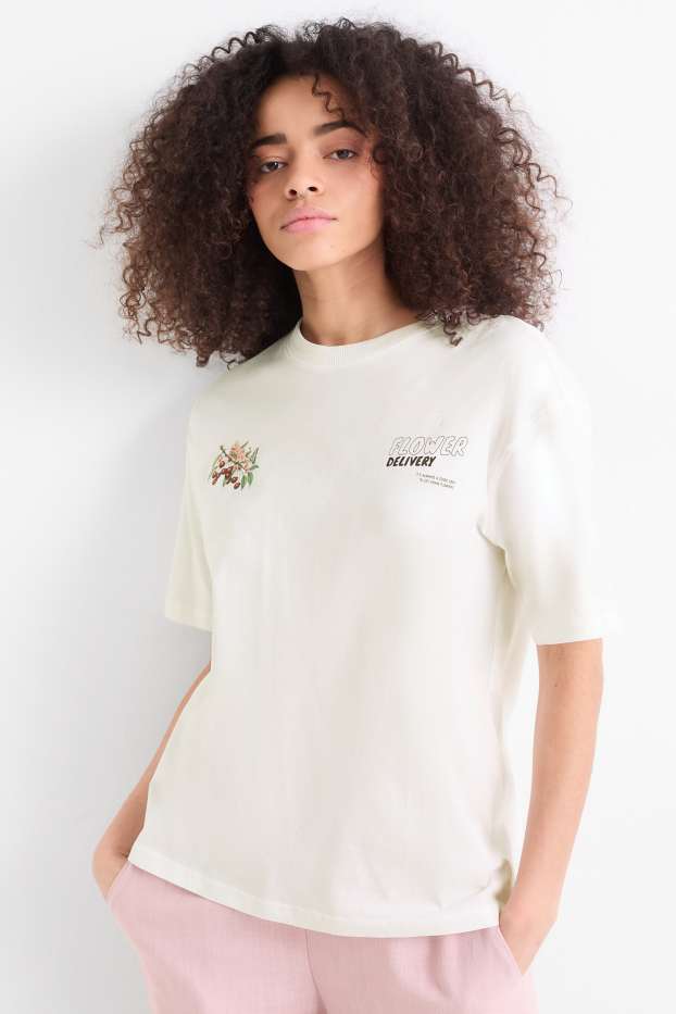 Femei - Tricou - supradimensionat - alb