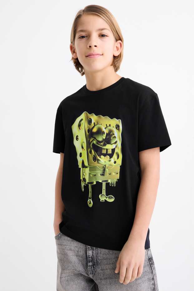 Kinder Jungen - SpongeBob Schwammkopf - Kurzarmshirt - schwarz