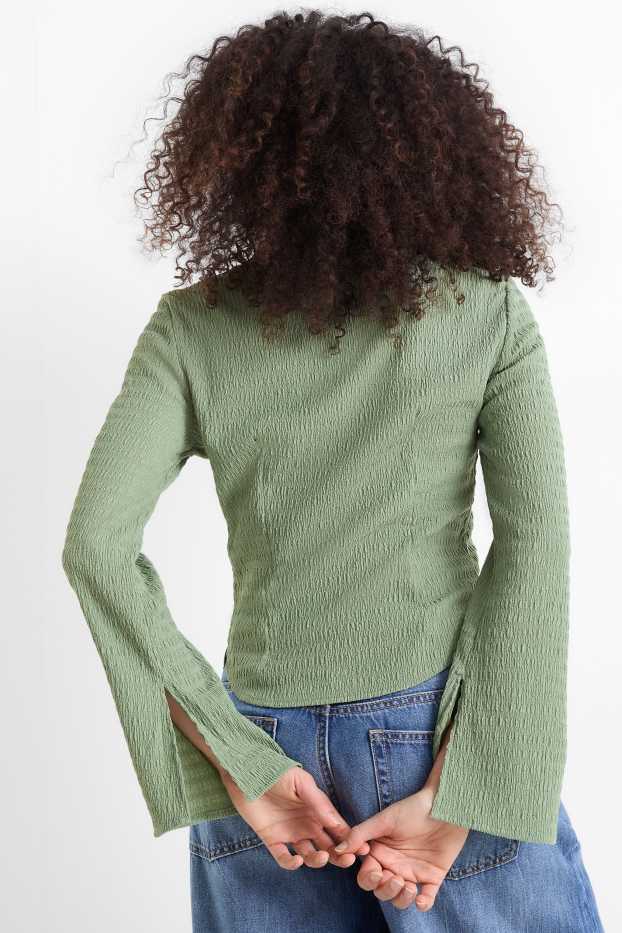 Donna - Camicetta - arricciature - verde chiaro