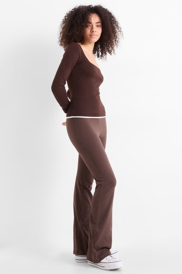 Women - Flared leggings - brown