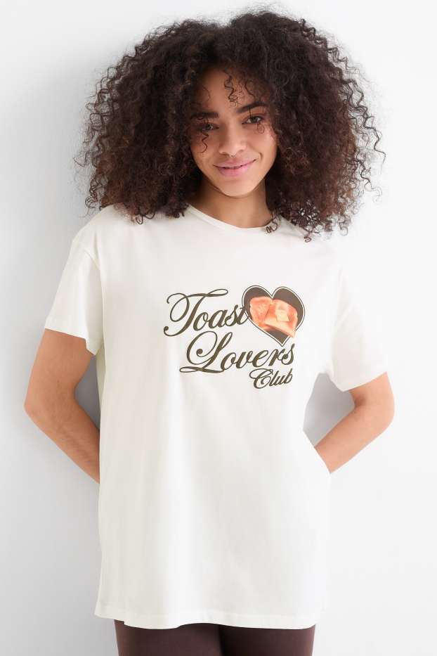 Dámské - Tričko - oversized - bílá