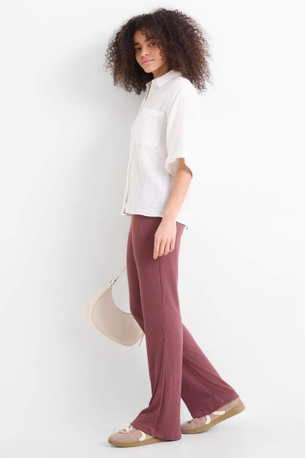 Femei - Straight leggings - reiați - bordo