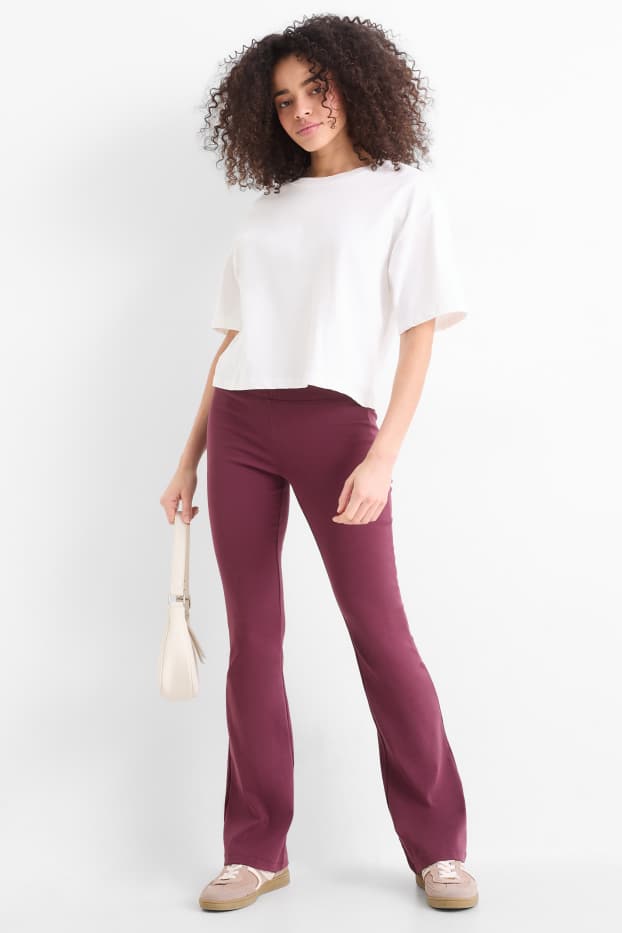 Mujer - Leggings acampanados - burdeos