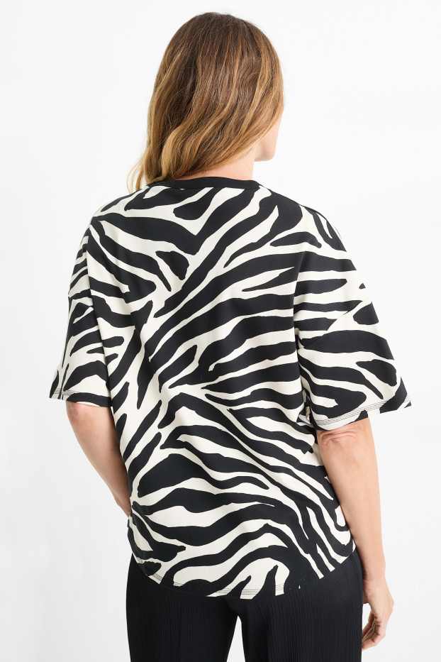 Femmes - T-shirt - oversize - à motif - noir / blanc