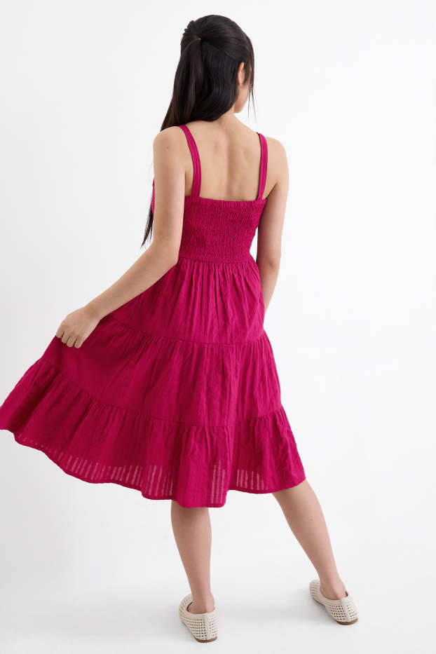 Children Girls - Dress - textured - dark rose