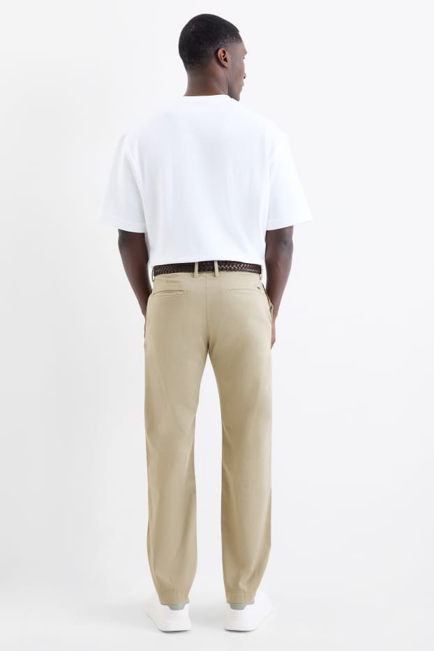 Pánské - Kalhoty chino s páskem - béžová