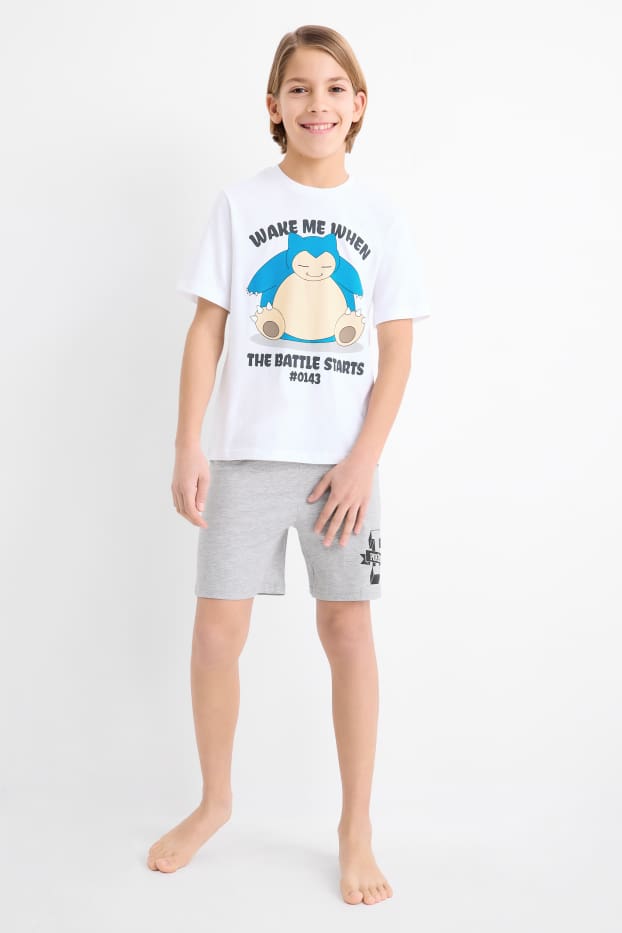 Bambini - Confezione da 2 - Pokémon - pigiama corto - 4 pezzi - bianco / nero