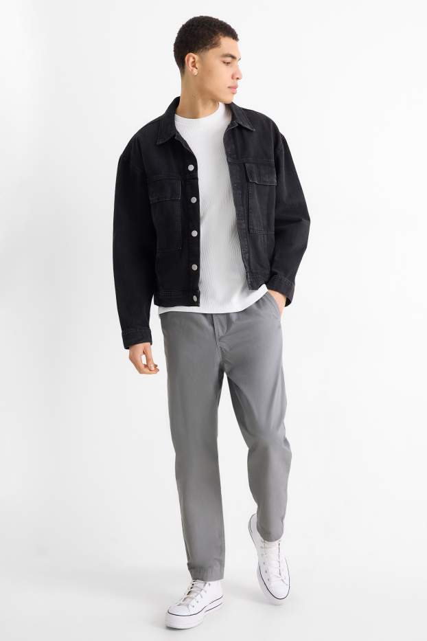 Pánské - Kalhoty chino - tapered fit - šedá