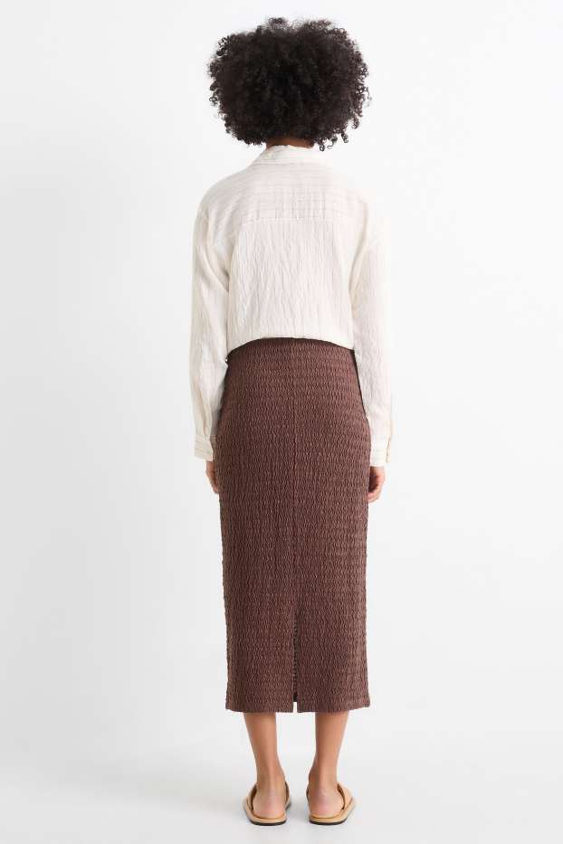 Femmes - Jupe - texturée - marron