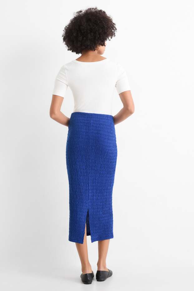 Women - Skirt - textured - dark blue