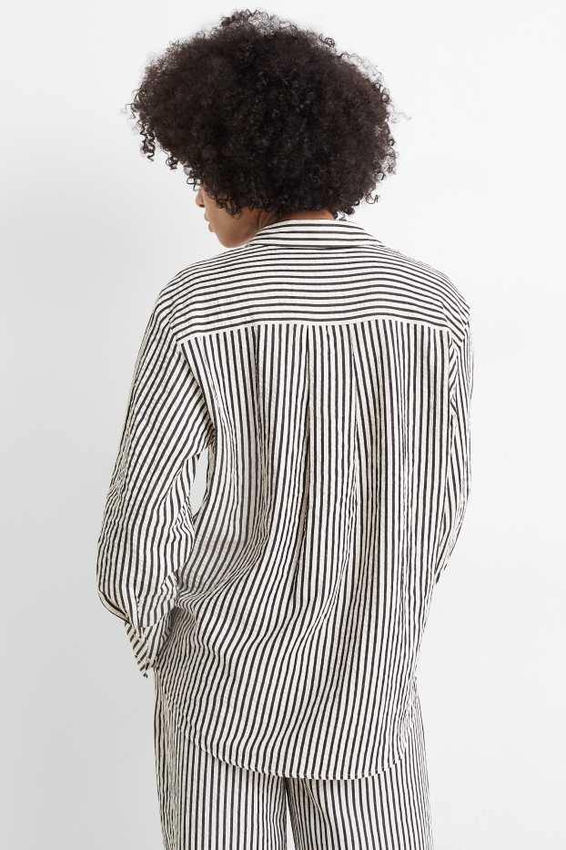 Donna - Camicetta - a righe - nero / beige