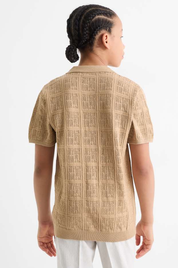 Enfants garçons - Chemise en maille - finition texturée - beige