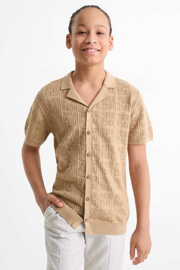 Enfants garçons - Chemise en maille - finition texturée - beige