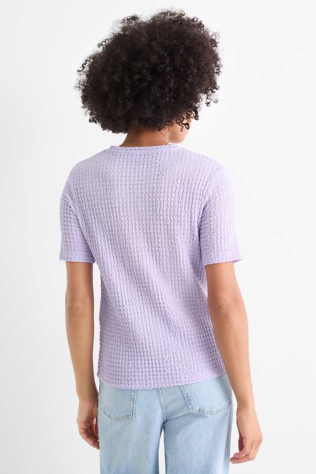 Donna - T-shirt - regular fit - tessuto tramato - viola chiaro