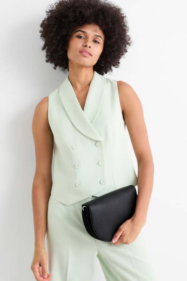 Women - Crossbody bag with detachable bag strap - faux leather - black