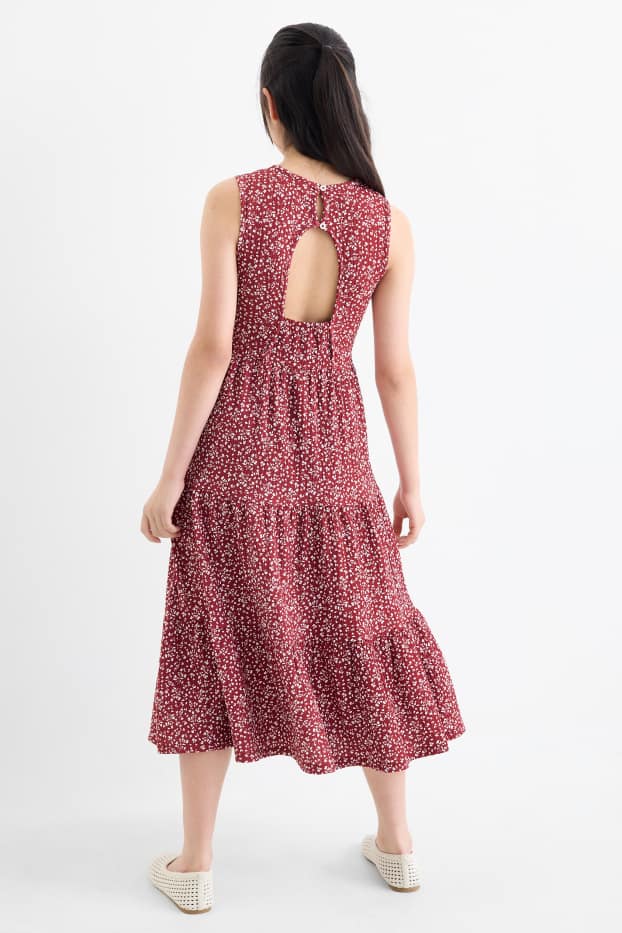 Copii - Fete - Flori - rochie - vișiniu