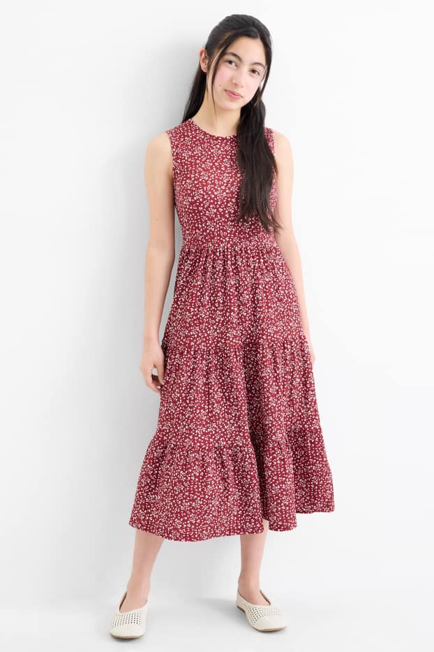 Copii - Fete - Flori - rochie - vișiniu