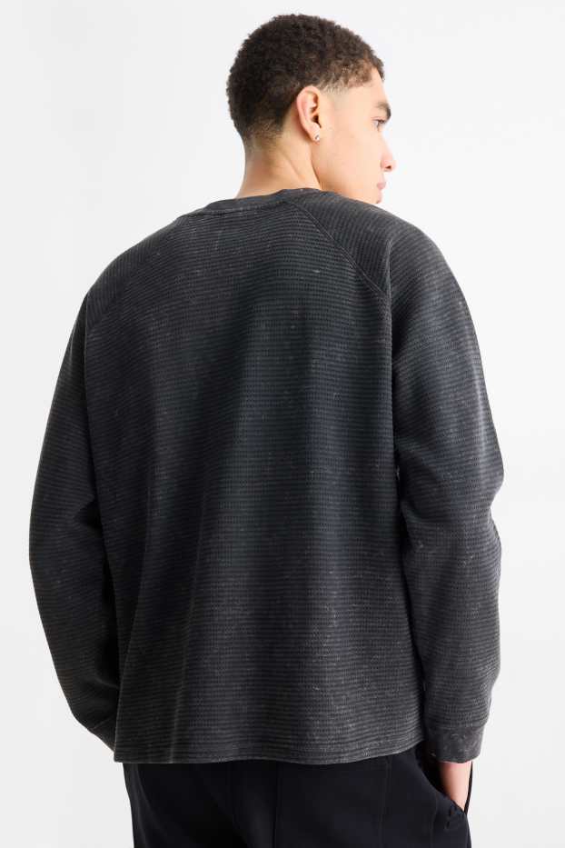 Uomo - Maglia a maniche lunghe - relaxed fit - tessuto tramato - nero