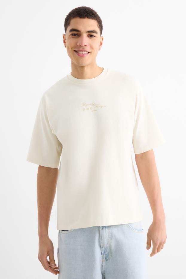 Heren - T-shirt - oversized - crème wit