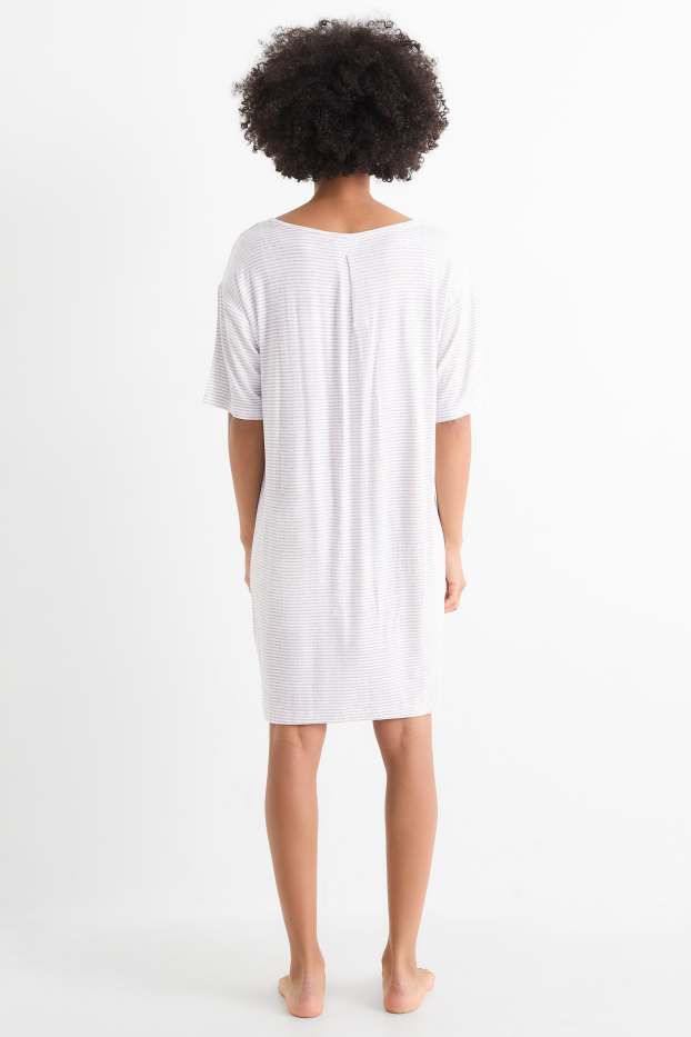 Dona - Camisa de dormir de viscosa - de ratlles - gris clar