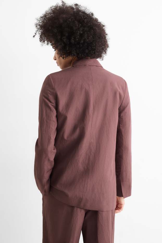 Damen - Business-Blazer mit Leinen-Anteil - Regular Fit - braun