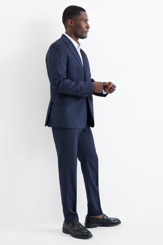 Herren - Baukasten-Hose - Slim Fit - strukturiert - dunkelblau