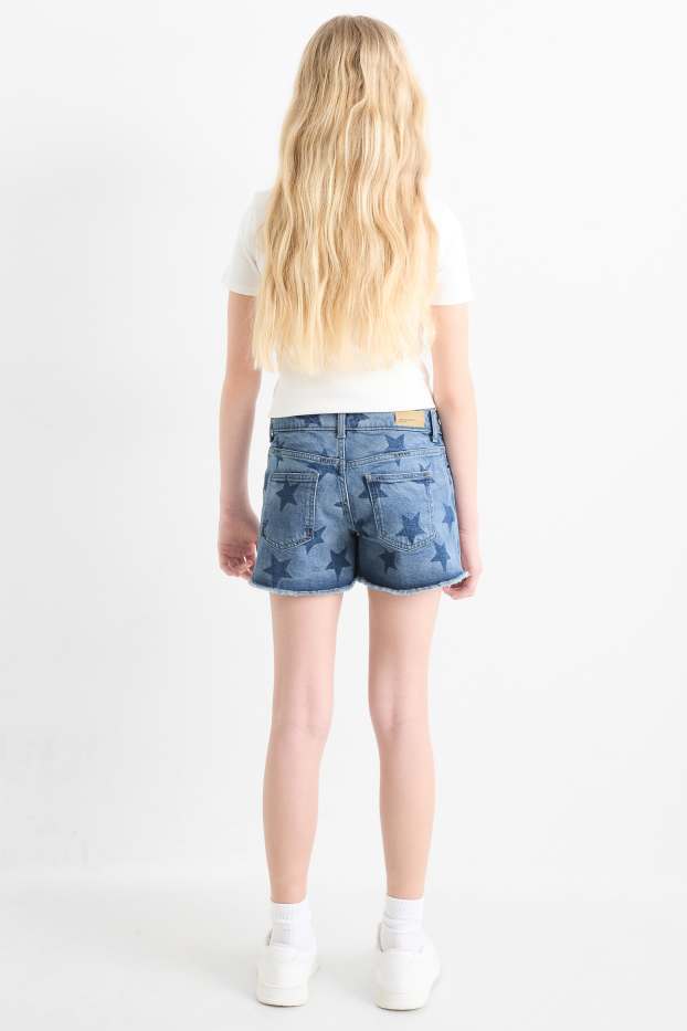 Děti - dívky - Hvězdy - džínové šortky - modrá