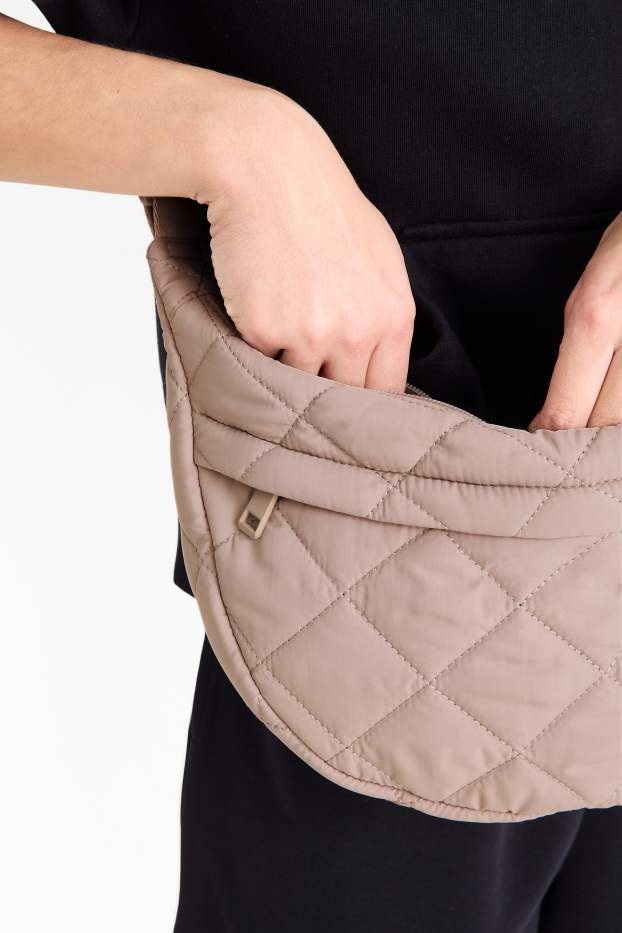 Damen - Stepp-Umhängetasche - hellbeige