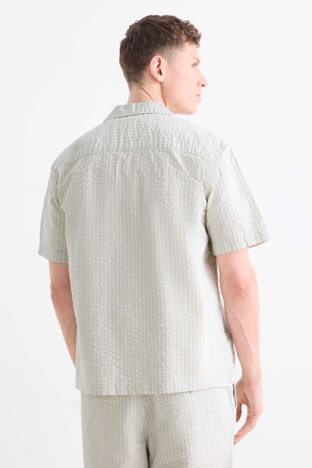 Bărbați - Cămașă - relaxed fit - guler cu rever - gri deschis