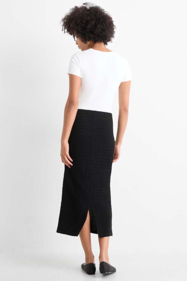 Women - Skirt - textured - black