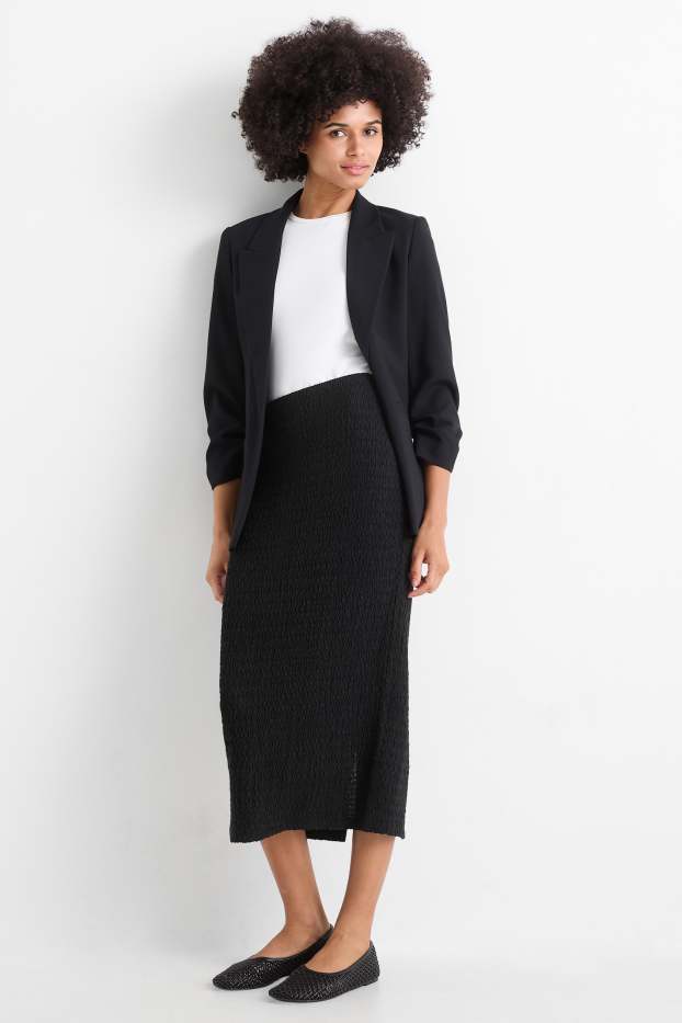 Women - Skirt - textured - black