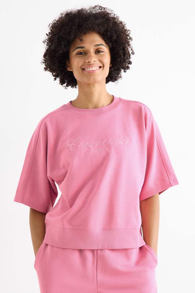 Femei - Bluză de molton - roz