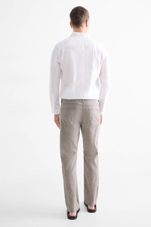 Heren - Broek - regular fit - linnenmix - grijs