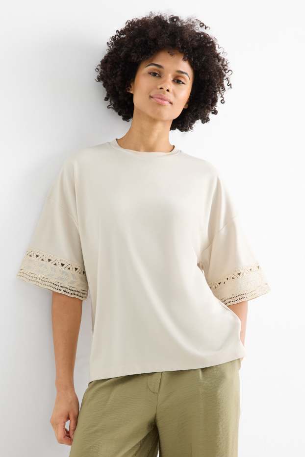 Femmes - T-shirt - regular fit - crème