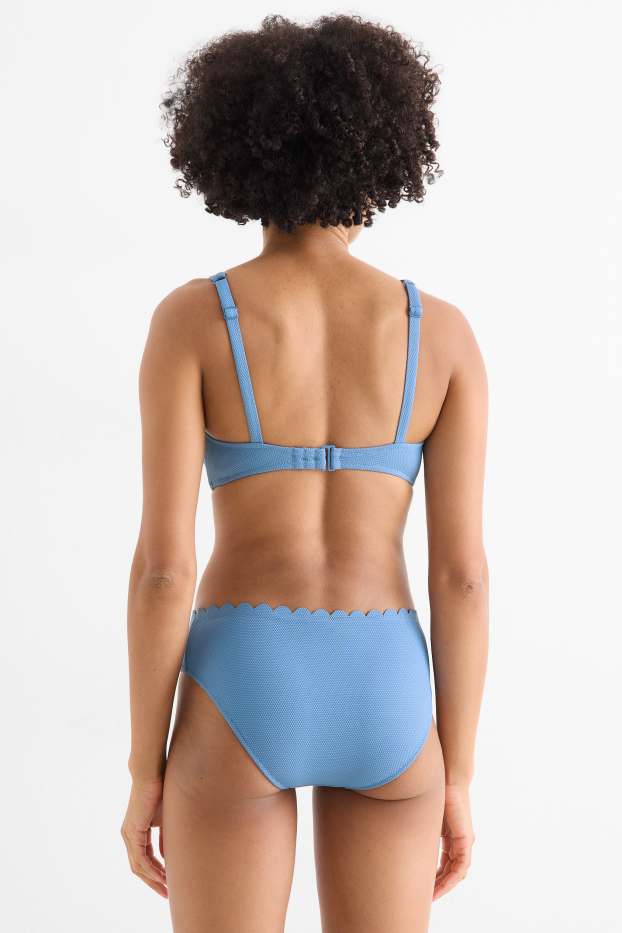 Donna - Slip bikini - vita media - LYCRA® XTRA LIFE™ - tessuto tramato - blu
