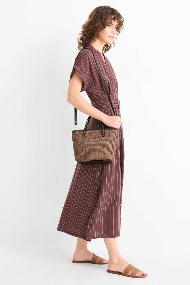 Damen - Großer Shopper mit abnehmbarem Taschengurt - dunkelbraun