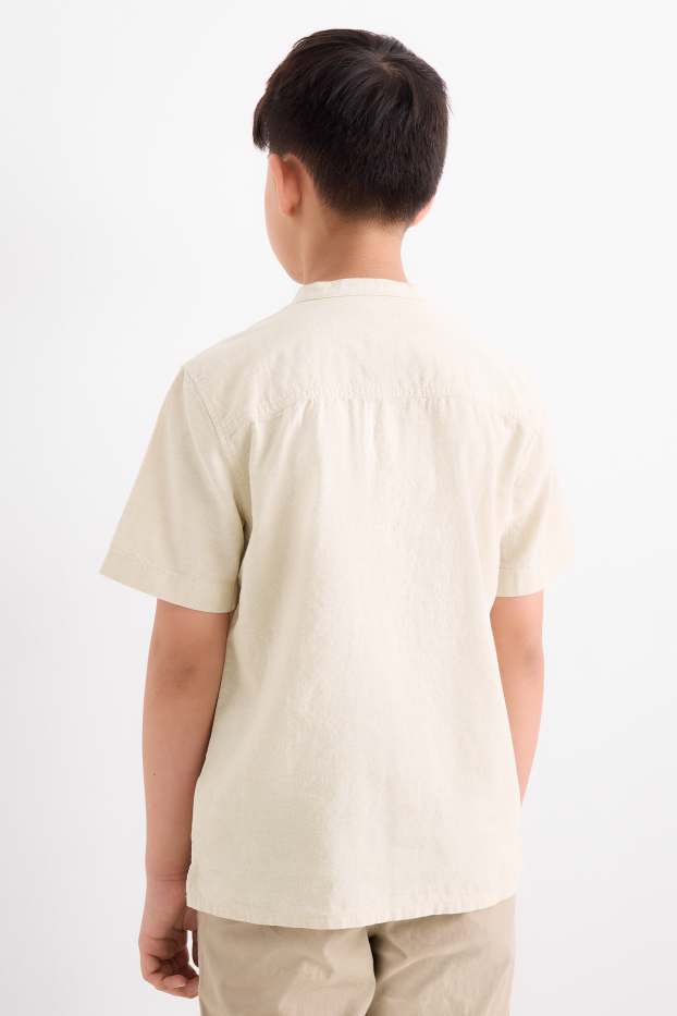 Kinder Jungen - Hemd mit Leinen-Anteil - beige