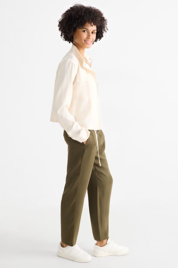 Donna - Pantaloni - vita media - tapered fit - verde scuro