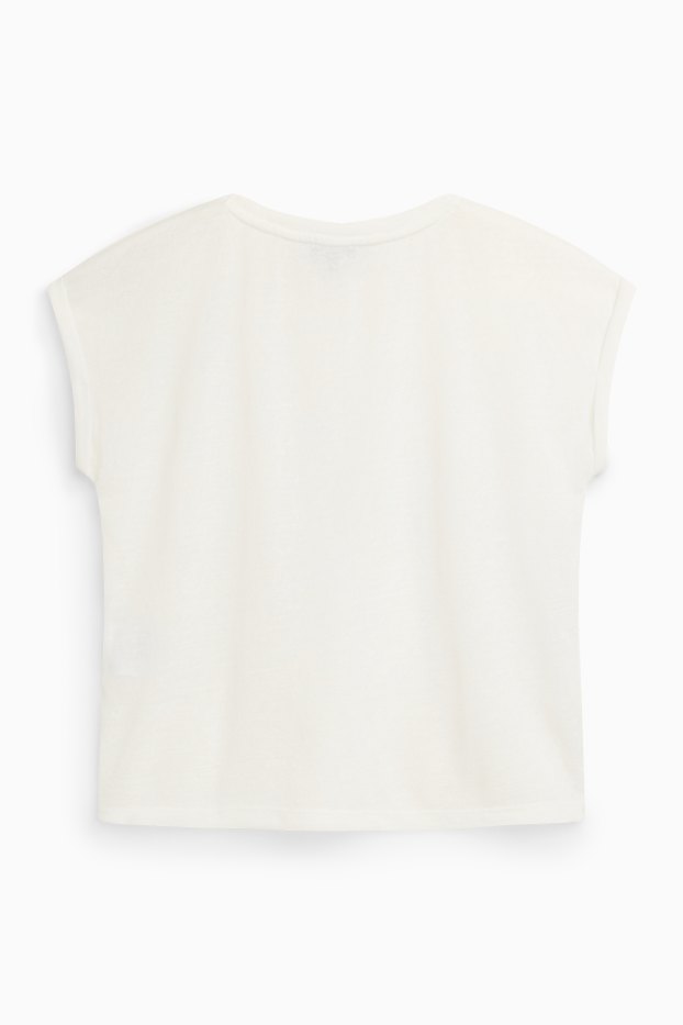 Donna - T-shirt con scollo a V - relaxed fit - bianco crema