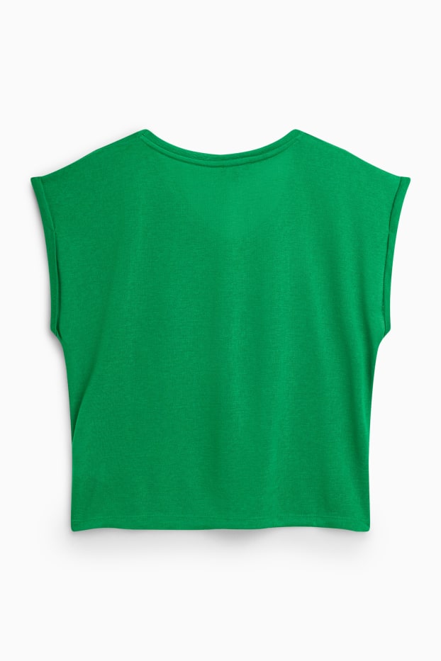 Donna - T-shirt con scollo a V - relaxed fit - verde