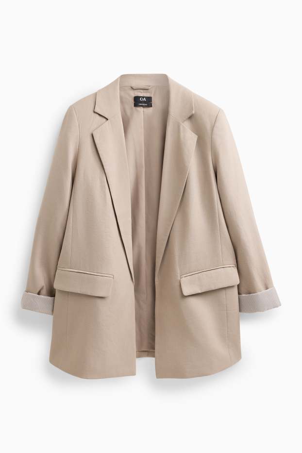 Femei - Blazer lung - regular fit - amestec de in - maro deschis