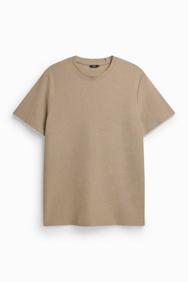 Herren - T-Shirt - Regular Fit - strukturiert - hellbraun