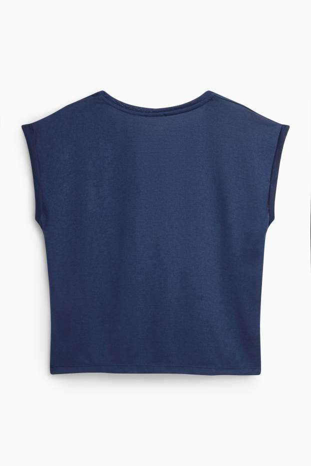 Women - V-neck T-shirt - relaxed fit - dark blue